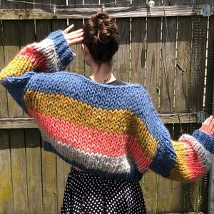 Hand-knit slouchy chunky sweater